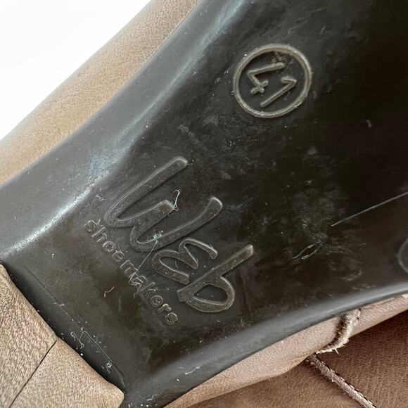 Eric Michael Soho Ankle Boot Womens EU 41 US 9.5 Brown Tan Leather Button Ruffle - Picture 7 of 10